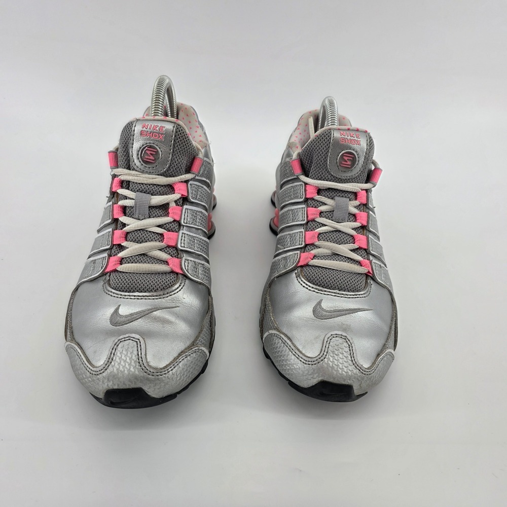 Nike Women's Silver and Pink Shox Athletic Sneakers - Picture 2 of 8